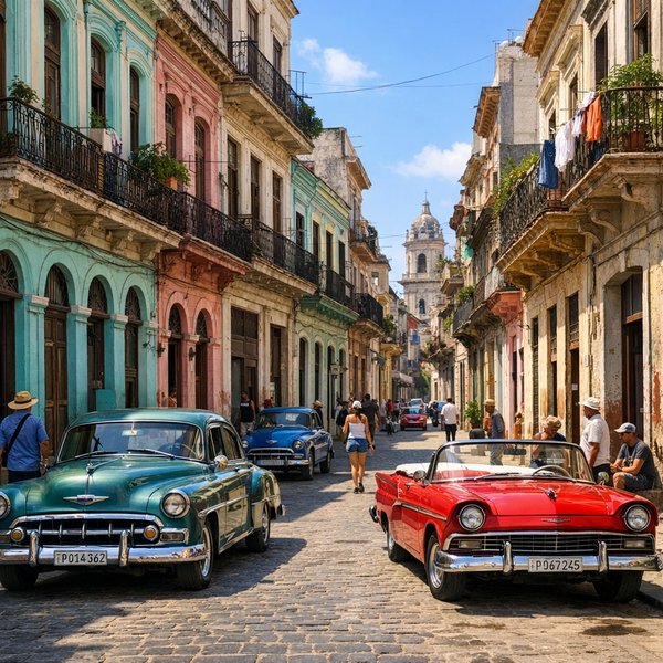 Sunlit Street in Old Havana