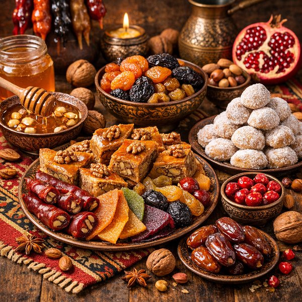 Vivid Armenian Sweets Assortment with Honey & Nuts