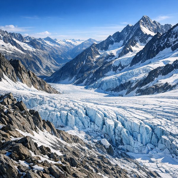 Zillertal Alps — Crevassed Glacier Panorama
