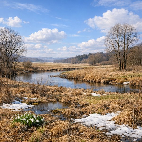 Frühes Märzauftauen am Wiesenbach