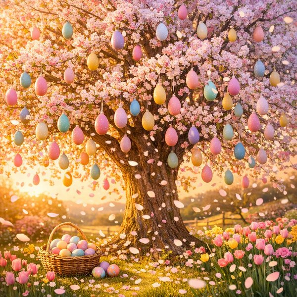 Easter Blossom: Pastel Eggs on a Spring Tree