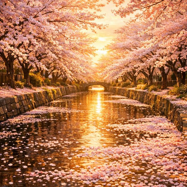 Golden Hour Sakura Canal
