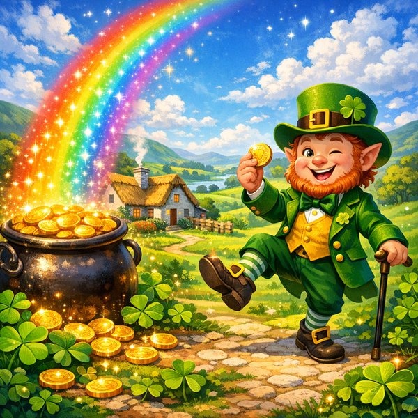 Leprechaun's Pot of Gold — St. Patrick's Day Puzzle Illustration