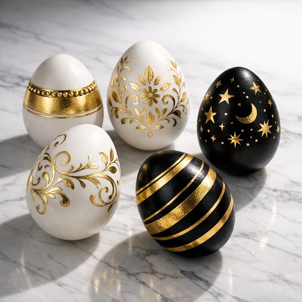 Luxury Gold-Leaf Easter Eggs on Marble
