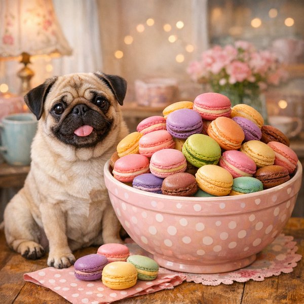 Pug & Pastel Macarons