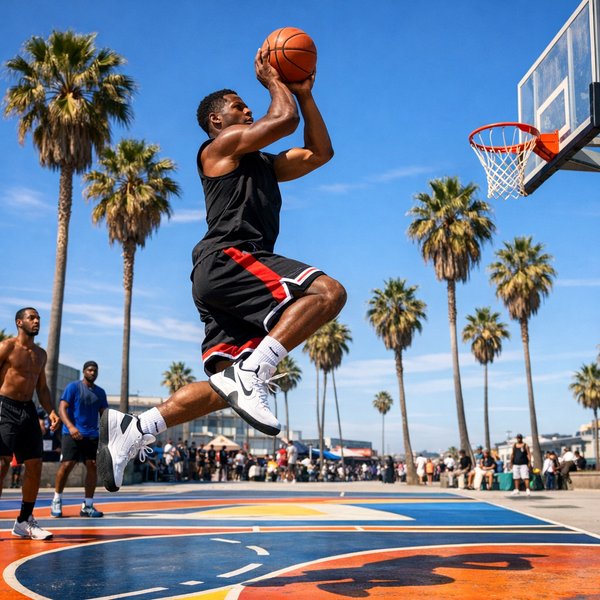Skyline Jump Shot on a California Court