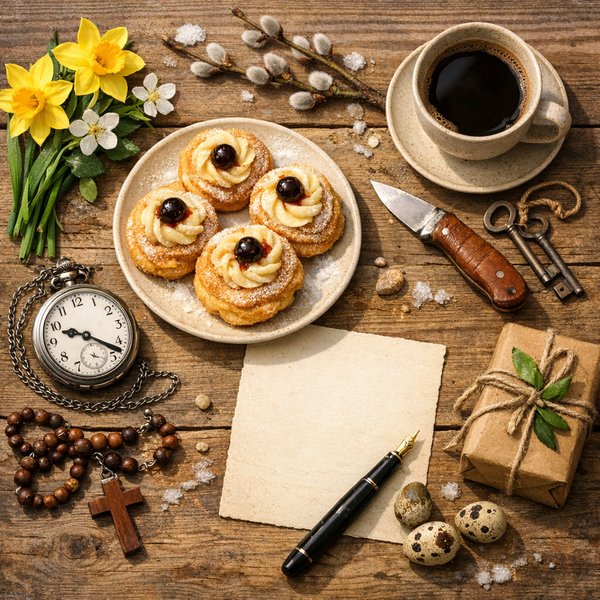 Frühlingsmorgen-Stillleben — 19. März Flatlay