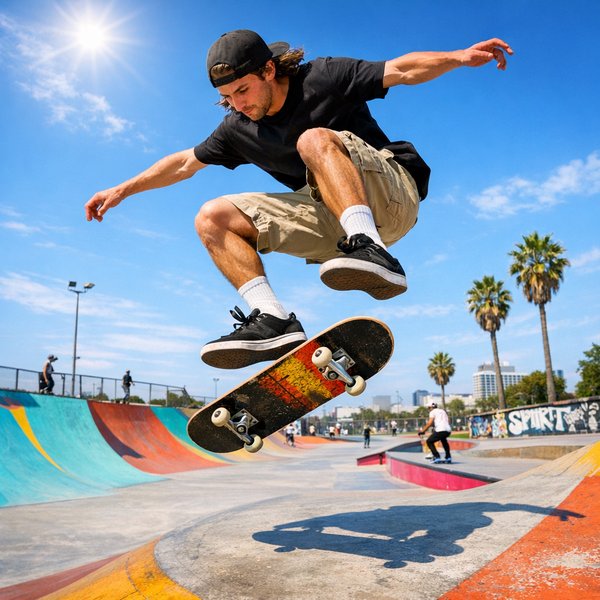 Kickflip ngập nắng trên skatepark rực rỡ