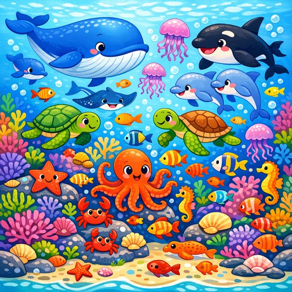 Underwater Friends: Colorful Ocean Party