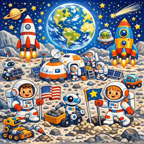 Whimsical Moon Base Adventure