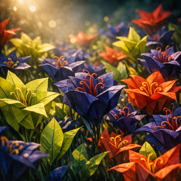 Origami Meadow at Golden Hour