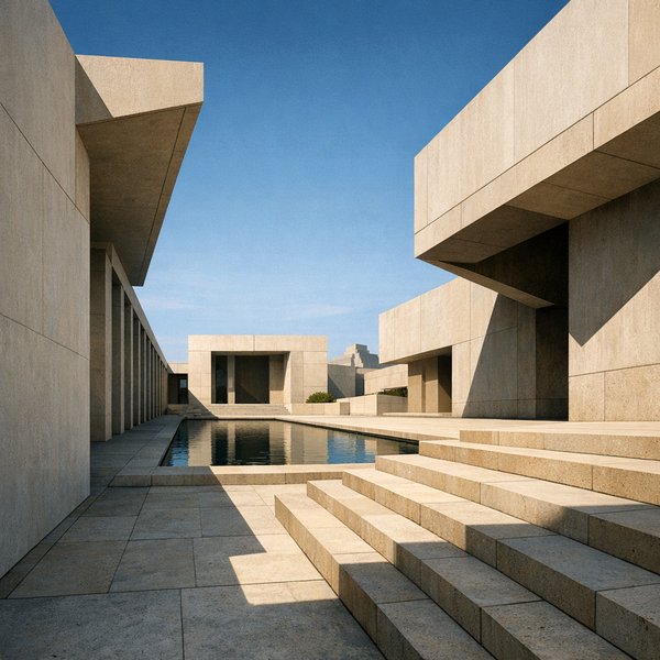 Sunlit Courtyard in Limestone