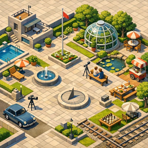 Isometric Summer Plaza — 7th June Inspired