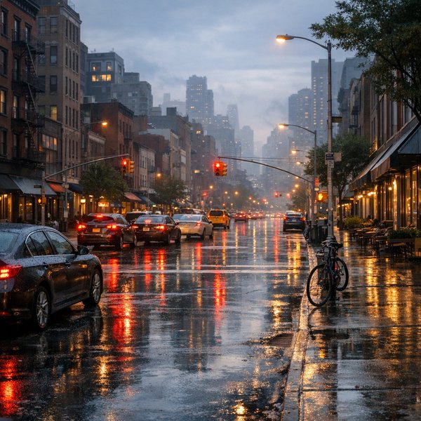 Rainy Evening on the City Avenue