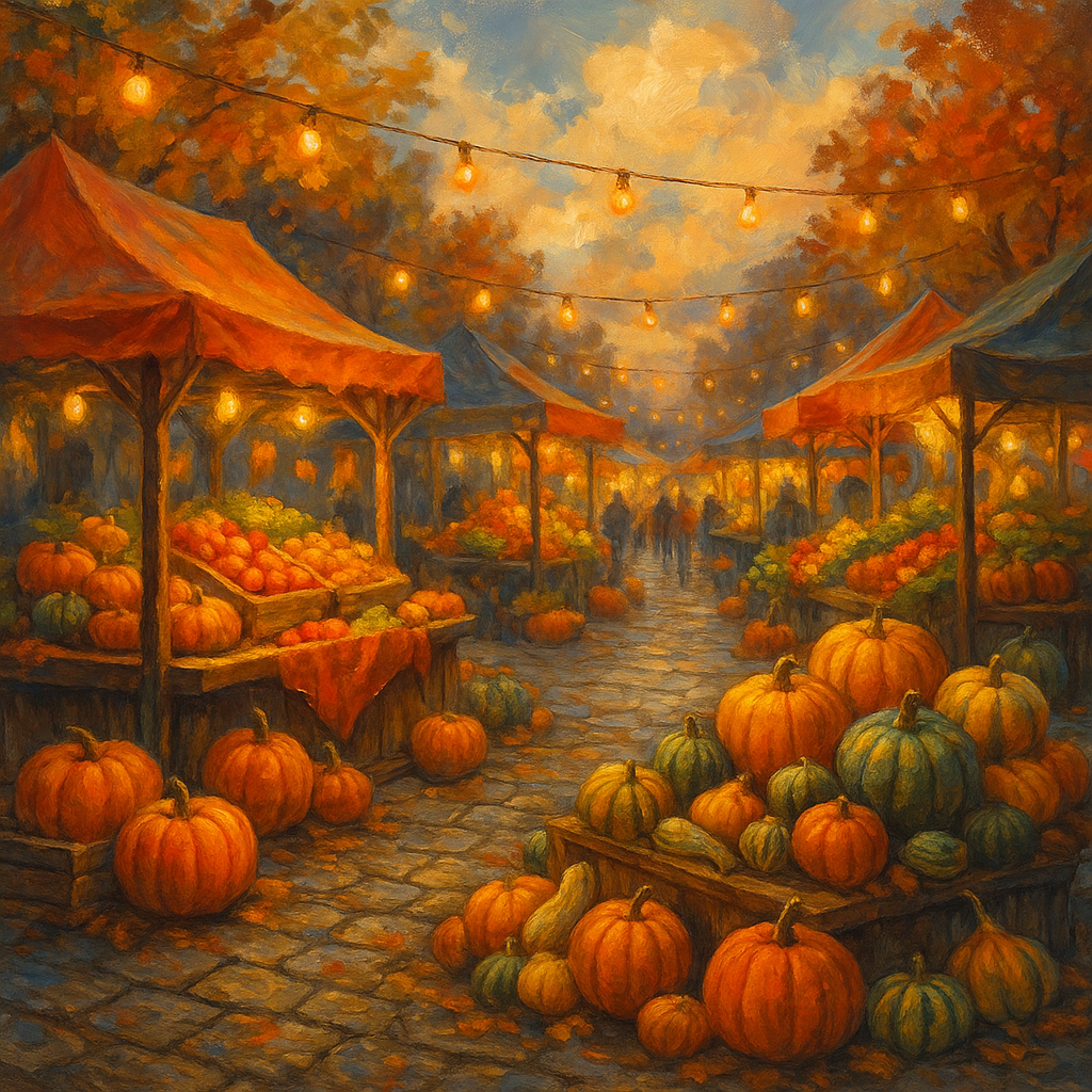 Autumn Harvest Market Scene