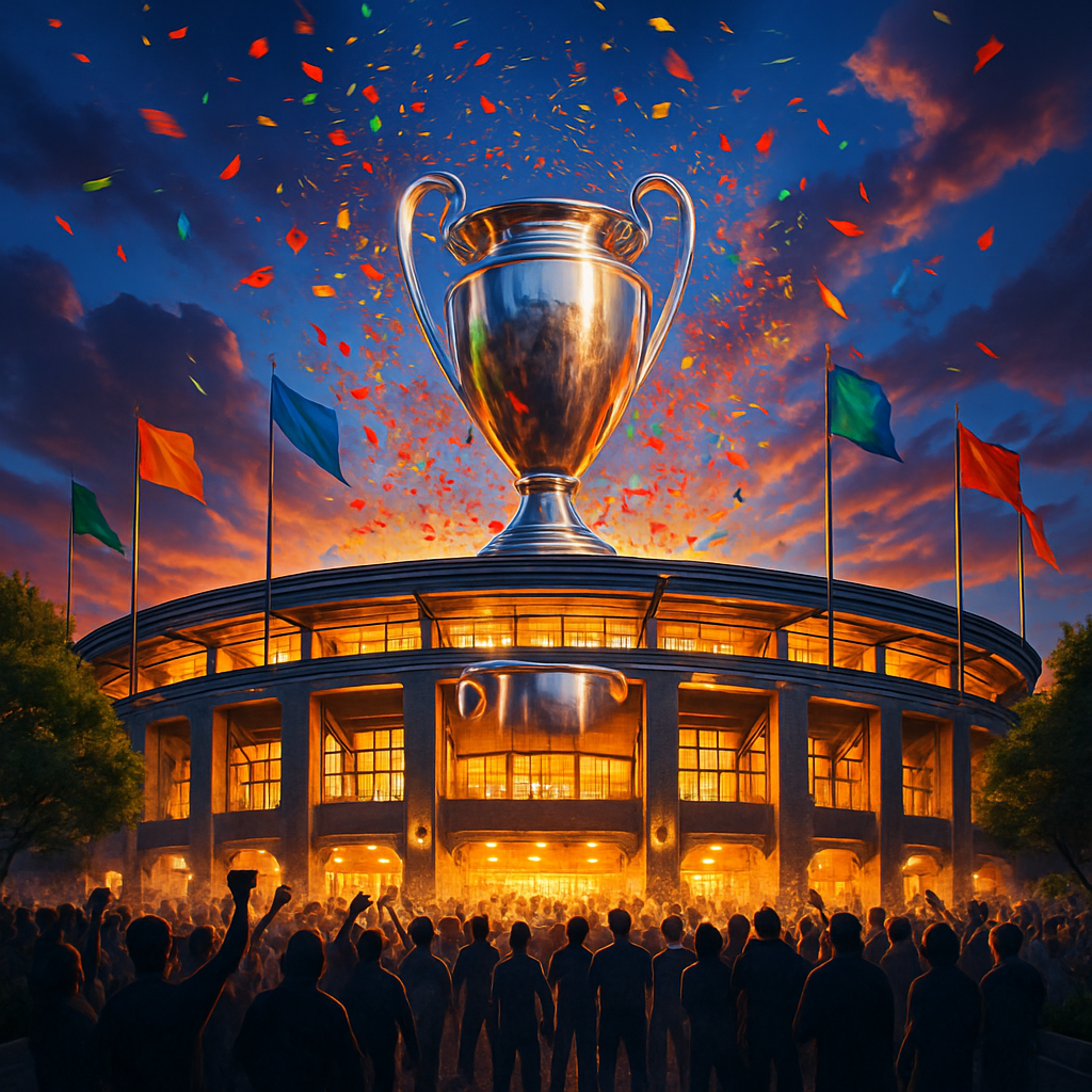 Stadium Celebration at Dusk