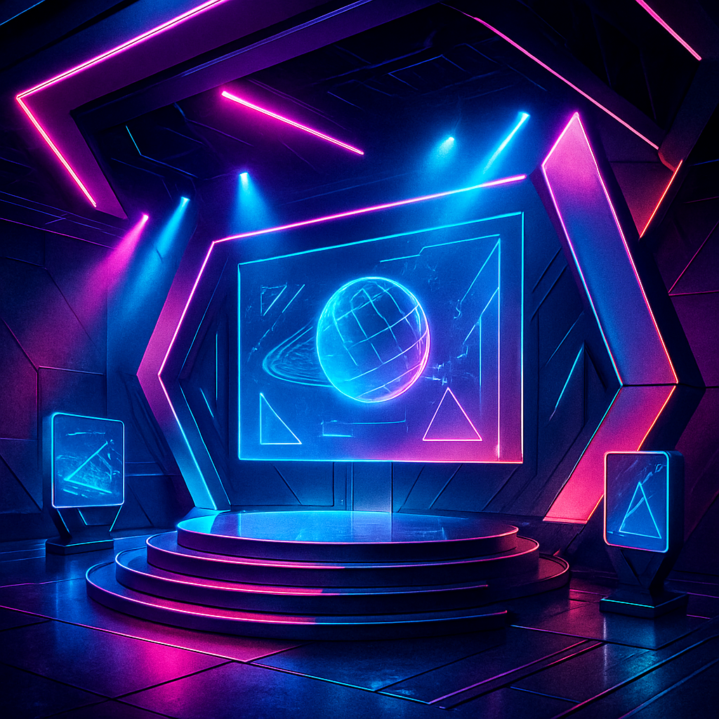 Futuristic Tech Stage with Neon Glow