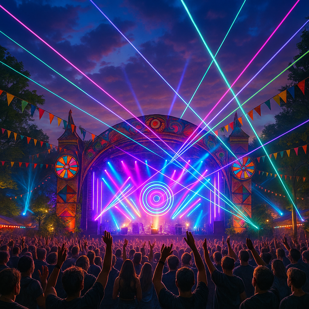 Neon Lights Illuminate Festival Stage