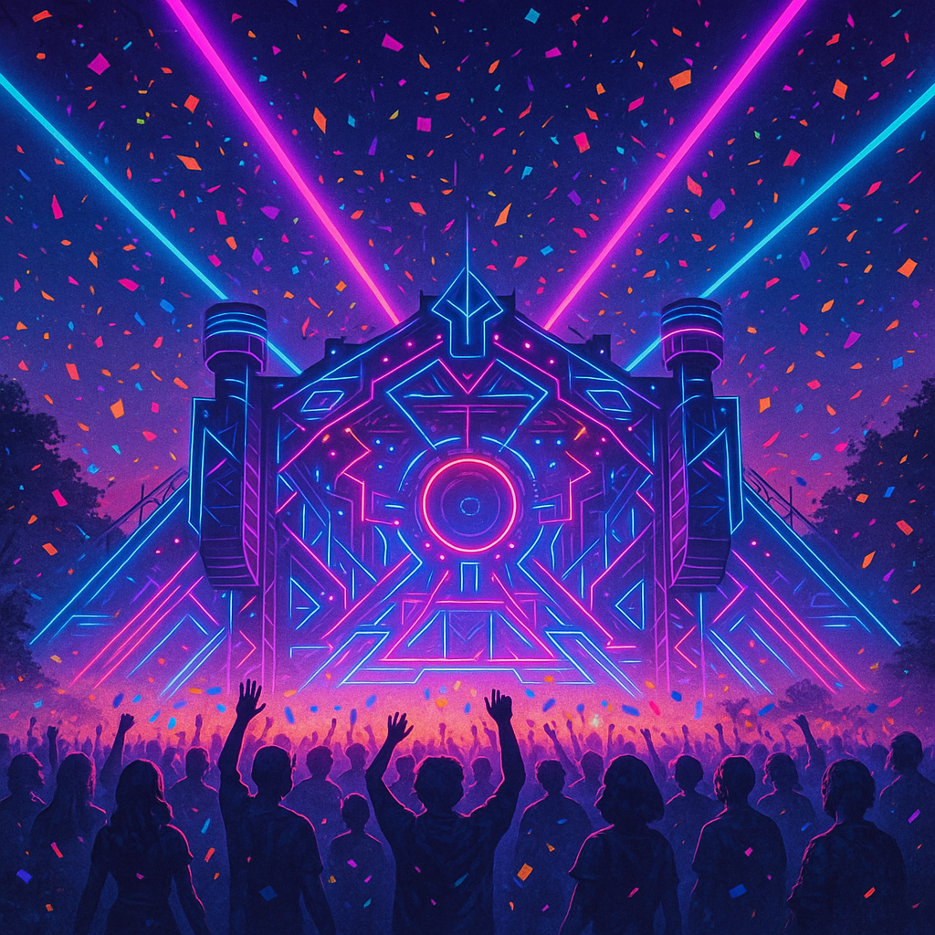 Vibrant Neon Festival Scene