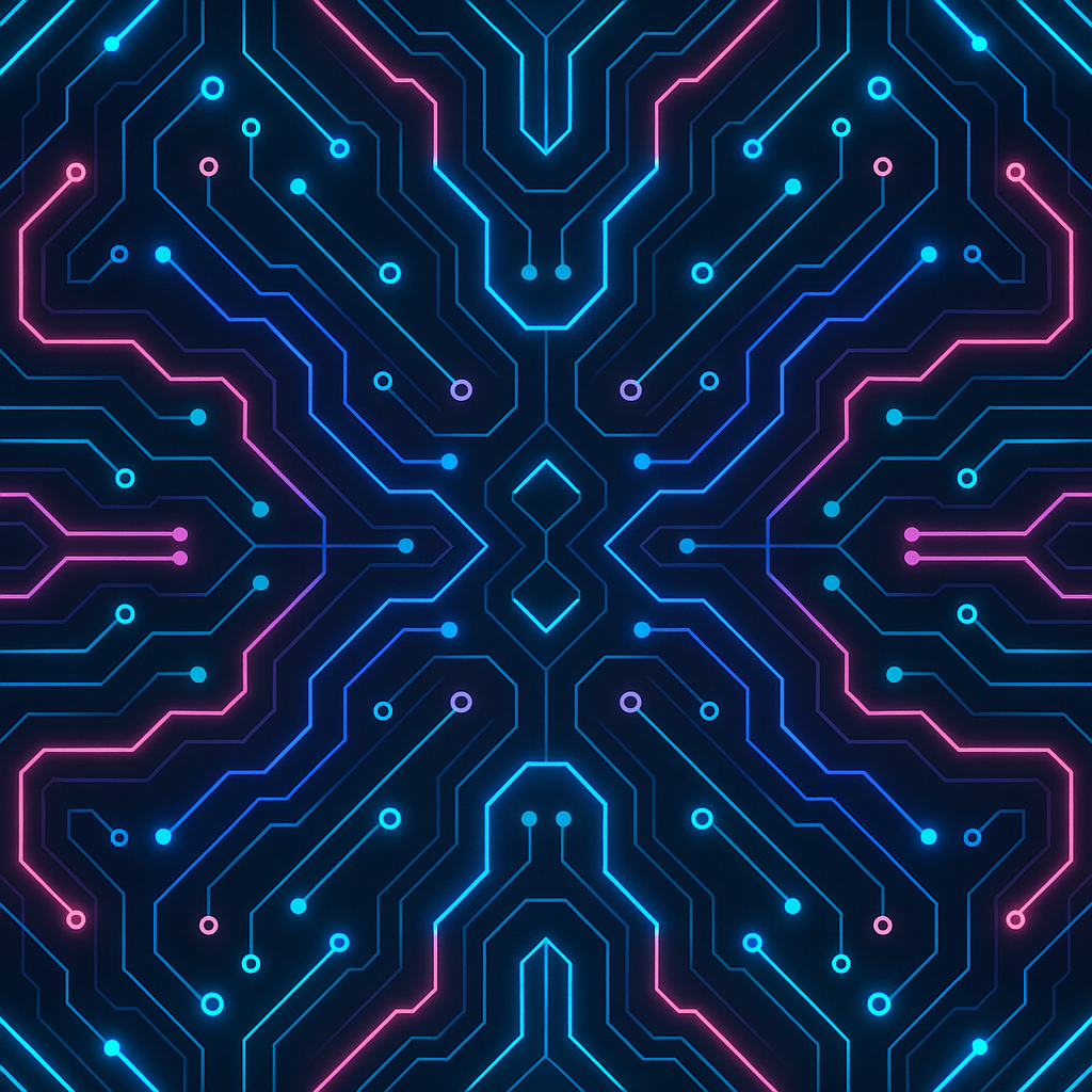 Neon Circuit Symmetric Cyberpunk Tech Pattern Puzzle